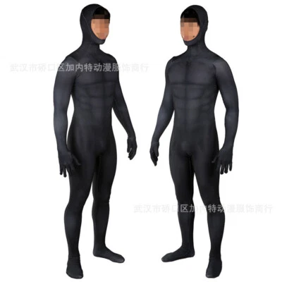 Black Muscle Jumpsuit Stage Show Suit Cosplay Costume Bodysuit Halloween Gift UK - Image 1 of 4