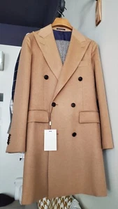 SUITSUPPLY Camel Double Breasted Overcoat Peak Lapels 32 XXS $799 Retail - Picture 1 of 9