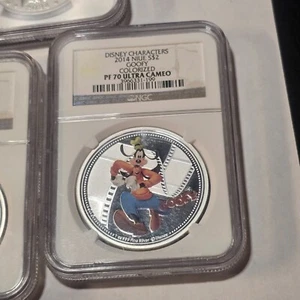 2014 Niue Disney Characters GOOFY Silver 1 Oz Colorized Proof Coin PF70 FR - Picture 1 of 1