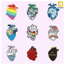 Heart Brooches Anatomical Human Heart Enamel Pins Oil Painting Lapel Pin Badge 