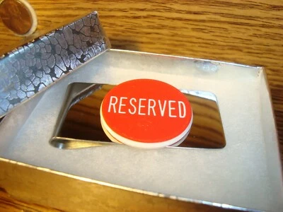 POKER " RESERVED " Money Clip Poker Design Stainless Steel Silver tone Spring - Image 1 of 4