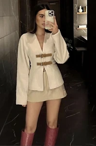 ZARA WEICHE JACKE MIT LASCHEN ECRU METALLSCHNALLEN GR XXL REF.1255/794 - Bild 1 von 5