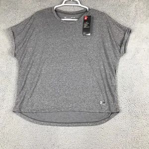 Under Armour Heat Gear Loose Fit Womens Short Sleeve Crew Neck Gray Shirt SM NWT - Picture 1 of 9