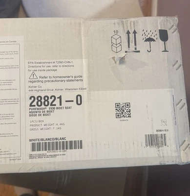 Kohler PureWash E930 Elongated Bidet Toilet Seat in White (model K-28821-0) - Image 1 of 2