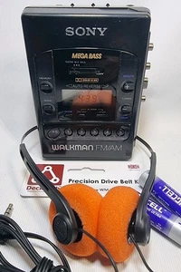 SERVICED Sony Walkman WM-F2085 DOLBY B NR Auto Reverse Cassette Player NEW BELT - Picture 1 of 14