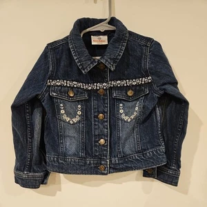Hanna Andersson Embroidered Denim Jacket Medium Blue Wash Girl's Size 110 - Picture 1 of 4