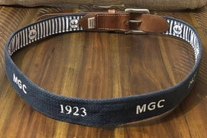 PETER MILLAR bestickter Canvas & Leder Gürtel GOLF 1923 Herren 34 - Bild 1 von 4