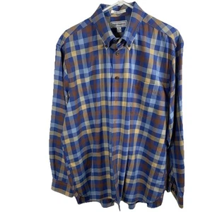 Camisa de vestir PAUL FREDRICK para hombre manga larga talla 17 34 algodón sin hierro cuadros azules - Imagen 1 de 11
