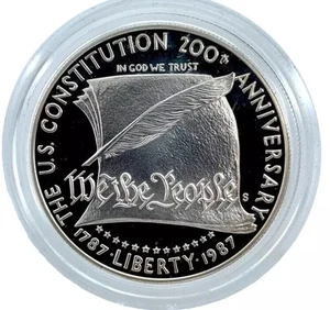 1987-S $1 Constitution Bicentennial Silver Proof Commemorative Dollar in Capsule - Picture 1 of 2
