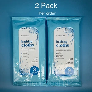 McKesson Bathing Cloths or Washcloth Size 8 x 8" 16-7900 2 Pack x 8 Wipes - Picture 1 of 4