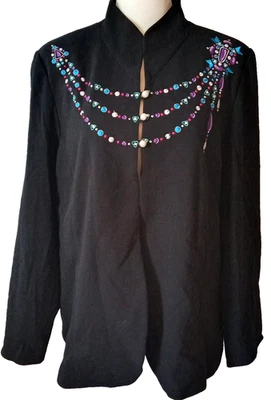 Chaqueta Bob Mackie Púrpura Azul Bordada Usable Arte Boho Forrada Para Mujer Talla L Foto 1 de 4