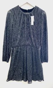 White House Black Market schwarz & silber schimmerndes Blouson-Kleid Größe M neu mit Etikett $ 150 - Bild 1 von 7