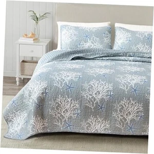Twin/Twin XL Coastal Quilt Bedding Set, Summer Coastal Quilt with Sham, Beach - Picture 1 of 7