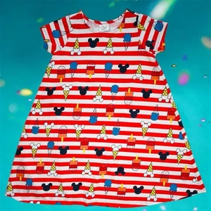 Disney Hanna Andersson Mickey Ice Cream Treats Girls Dress Size 12 150cm Stain - Picture 1 of 13