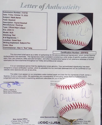 HANK AARON HOF Signed PSA/DNA  Auto  MLB Baseball Braves SWEET SPOT JSA 💎 LOA - Image 1 of 4