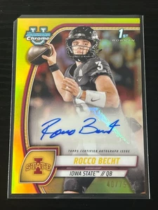 2024 Bowman University Chrome Rocco Becht Iowa State Yellow Auto /75 - Picture 1 of 2