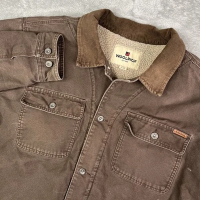 Woolrich Jacket Men's 2XL Brown Sherpa Lined Duck Canvas Work Chore Barn Trucker - Image 1 of 4