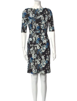 Erdem Dress Size AU 10 / US 6 Boatneck Half Sleeve Black Floral Mini Cocktail - Image 1 of 4