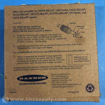 Banner Engineering Corp. IT23S Fiber Optic Cable FNFP - Image 1 of 4