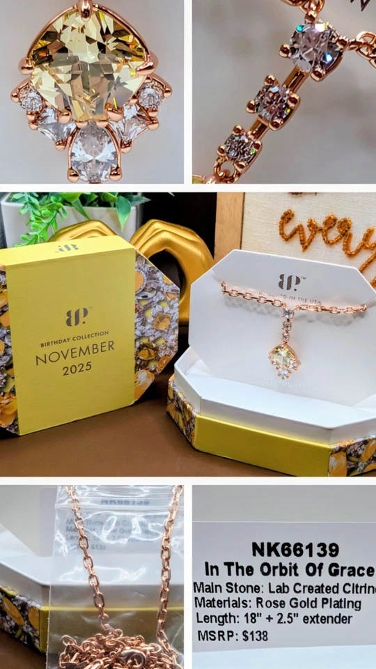 Bomb Party Noviembre Cumpleaños En La Órbita de Gracia LC Citrino Chapado en Oro Rosa Foto 1 de 1