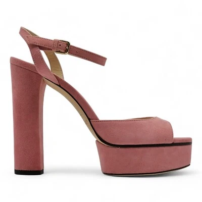 Jimmy Choo Peachy Ante Sandalias de Plataforma 125 Rosa Eu 38 US 7.5 - Nuevo - Imagen 1 de 4