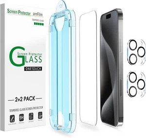 (Pack de 2+2) amFilm pour iPhone 15 Pro - Verre OneTouch protection écran et objectif 6,1" - Photo 1 sur 6