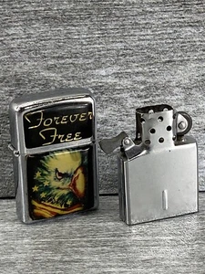 VTG Forever Free Lighter Biker Eagle Flag American Unbranded - Picture 1 of 17