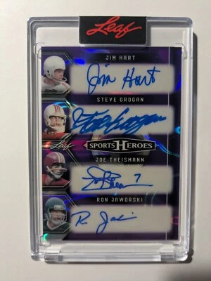 4 QB Joe Theisman Hart Grogan Ron Jaworski Auto 2025 Leaf SPORTS HEROES 1/1 - Image 1 of 2