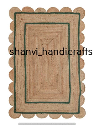 Rug Jute Natural Rectangle Handmade Home Decor Runner Braided style Carpet Rug - Image 1 of 4