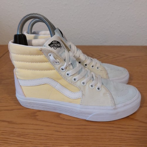 Scarpe VANS Pastel UK 4 scarpe da ginnastica alte piatte skater plimsolls giallo rosa usate