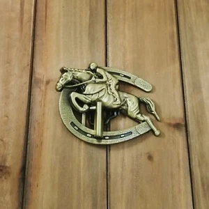 NEW! HORSESHOE with RIDER METAL BELT BUCKLE HEBILLA CABALLERO HERADURA #116 - Picture 1 of 2