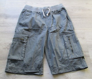 ❤ HANNA ANDERSSON Boys Epic Cargo grey shorts 150 cotton zip pockets 10 12