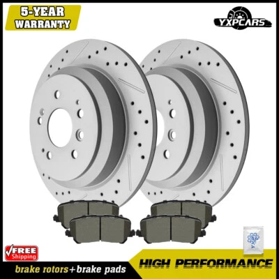 Rear Drilled Brake Rotors Ceramic Pads Kit For Honda Pilot Ridgeline Passport - Image 1 of 4