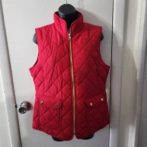 St John's Bay Women's PL RED Quilted Puffer Vest Full Zip Snap Front Pockets - Picture 1 of 7