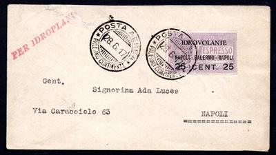 ITALY 1917 EARLY IDROPLANE SECOND DAY RETURN FLIGHT NAPOLI-PALERNO-NAPOLI - Image 1 of 2