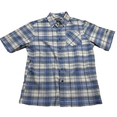Blackhawk Warrior Wear 衬衫男式小号蓝色格子短袖纽扣 — 第 1/4 张图片