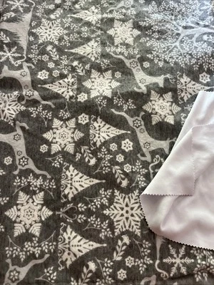 Reindeer & Snowflake Gray Joan Super Snuggle Flannel 100% Cotton  1.5 yd x 43"W - Image 1 of 4