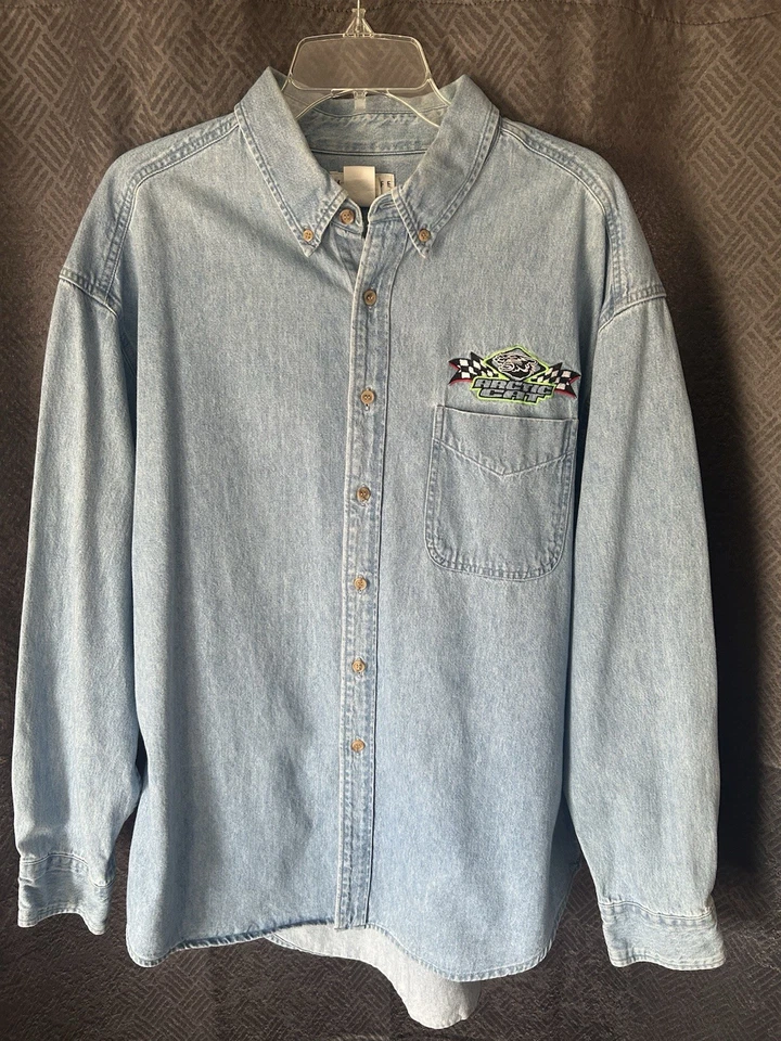 Vintage Denim Abotonado Arctic Cat Hombre’s Grande M.J. Soffe Foto 1 de 4