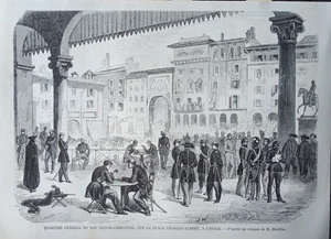 Stampa antica 1859 Casale Monferrato Alessandria Piemonte - Imagen 1 de 3
