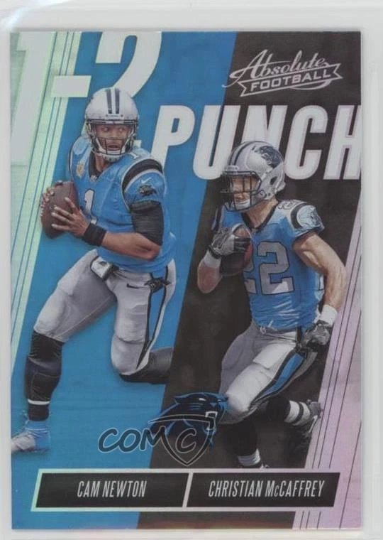 2018 Panini Absolute One Two Punch Cam Newton Christian McCaffrey #OTP-CC - Image 1 of 2