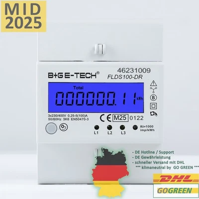 digitaler Drehstromzähler für Hutschiene MID geeicht S0  Tageszähler Lastanzeige - Bild 1 von 4