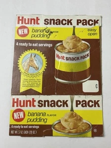 1970’s Hunt Banana Snack Pack Pudding Box Vintage Kids Food - Bild 1 von 3