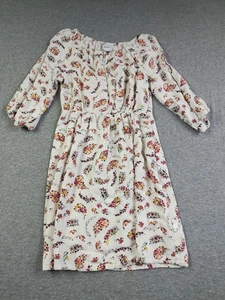 Old Navy Pullover Dress White Flower Print Short Sleeve Loop Collar Girl's Sz 8 - Picture 1 of 7