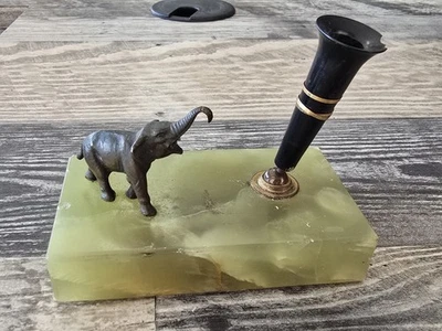 Винтажный Parker Duofold стол комплект зеленый оникс мрамор бронза слон большой искусственно состаренный - Изображение 1 из 4