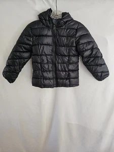 Old Navy Coat Kids Size Small 6 7 Frost Free Puffer Jacket Black Hooded - Picture 1 of 6