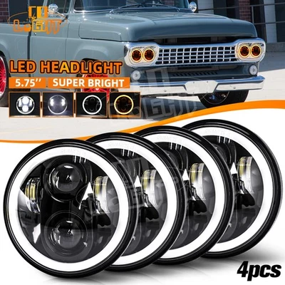 4 peças 5,75" 5-3/4 faróis de LED redondos HI-LO para Ford F-100 F-250 F-350 1958-1960 - Imagem 1 de 4