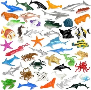 46 Pack Mini Ocean Sea Animals Toys, Assorted Vinyl Plastic Ocean Animal Figures - Picture 1 of 6