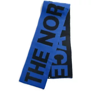 NWT The North Face Logo Scarf Blue Black Spellout Winter Unisex Ski Snowboard - Foto 1 di 5
