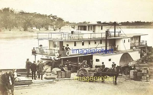 Renmark, SA - Old Murray River Paddle Steamer 'Ruby' loading cargo in 1910 - Picture 1 of 1