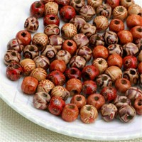 100 DIY Wood Mixed Large Hole Ethnic Pattern Stringing Fashion Beads Jewelry Bag